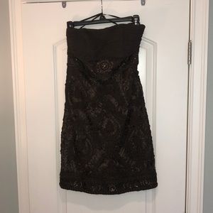 Sue Wong Nocturne Bronze Beaded Strapless Dress